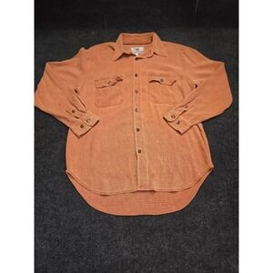 The Territory Ahead Mens Silk Basketweave Button Down Shirt Terracotta Orange M